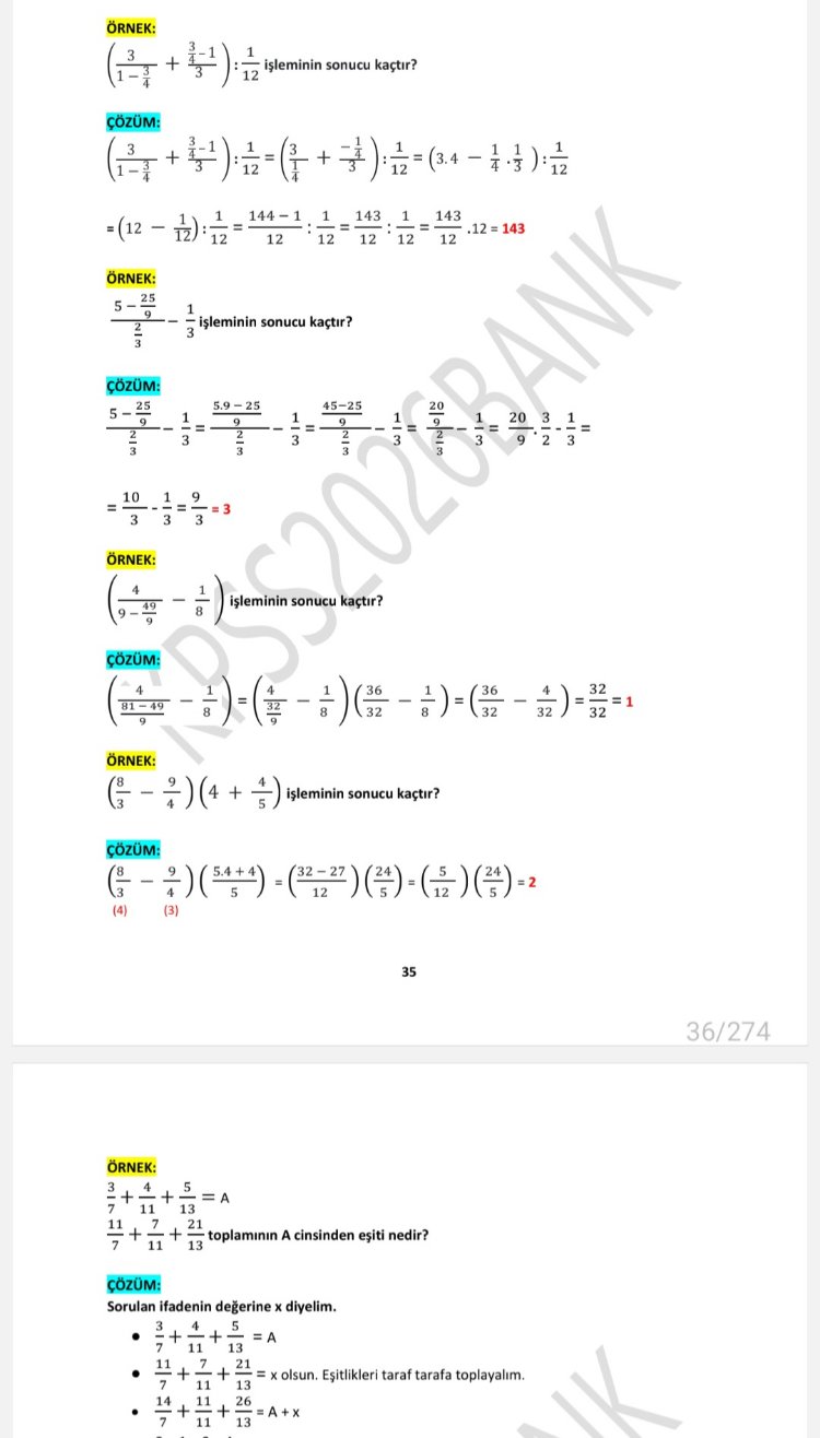 MATEMATİK PDF KONU ANLATIMI