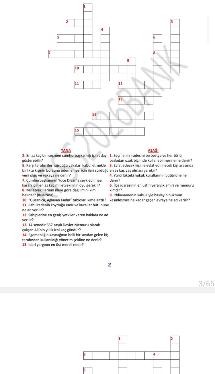 VATANDAŞLIK PDF BULMACA