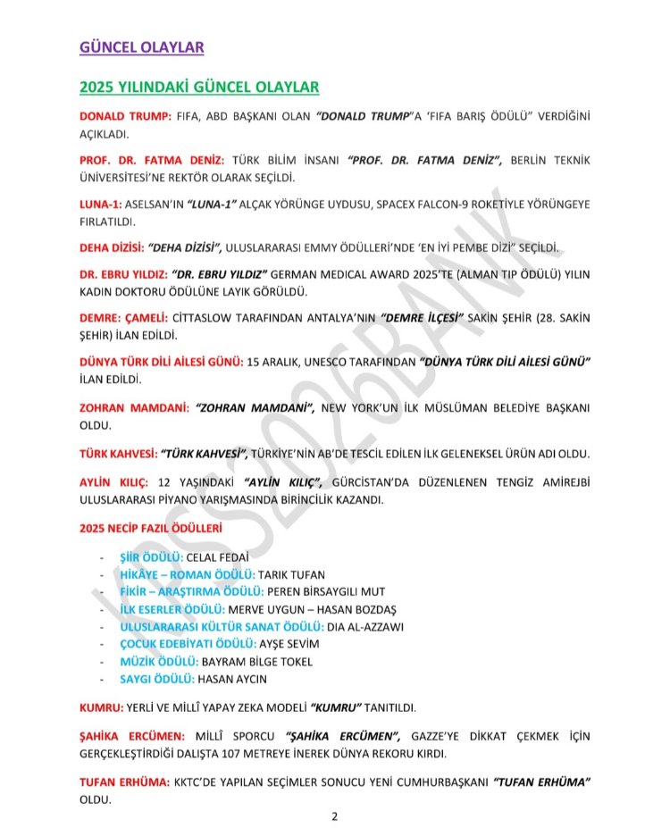 GÜNCEL OLAYLAR PDF NOTU