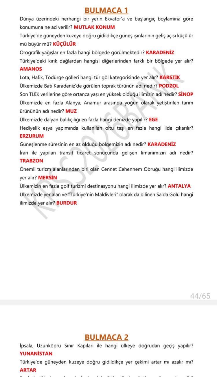 COĞRAFYA PDF BULMACA