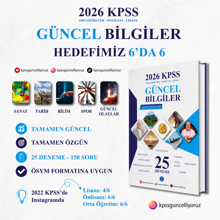2026 KPSS Güncel Bilgiler Çıkabilecek Sorular - 25 Deneme