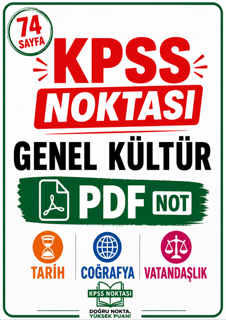 KPSS / AGS Genel Kültür Konu Anlatım PDF / DİJİTAL NOT ( Kitap Değil )