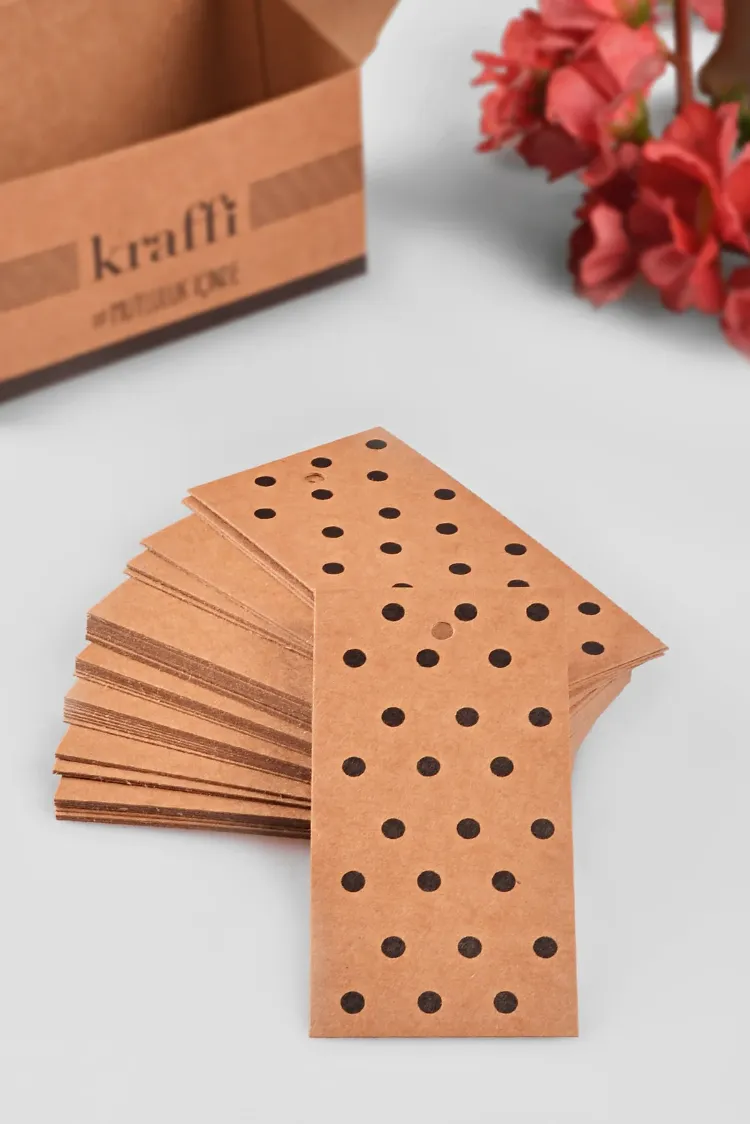 Puantiye Desenli Kraft Ürün Paket Ambalaj Etiketi