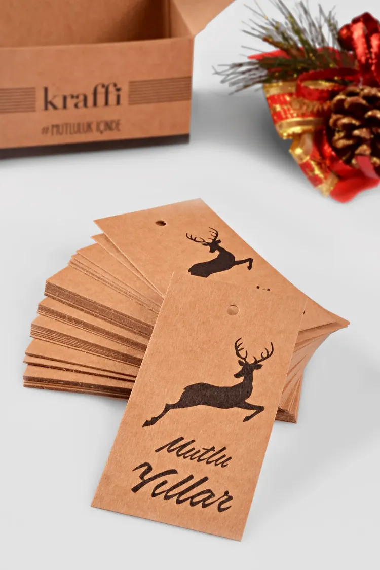 Mutlu Yıllar Temalı Kraft Ürün – Paket – Ambalaj Etiketi