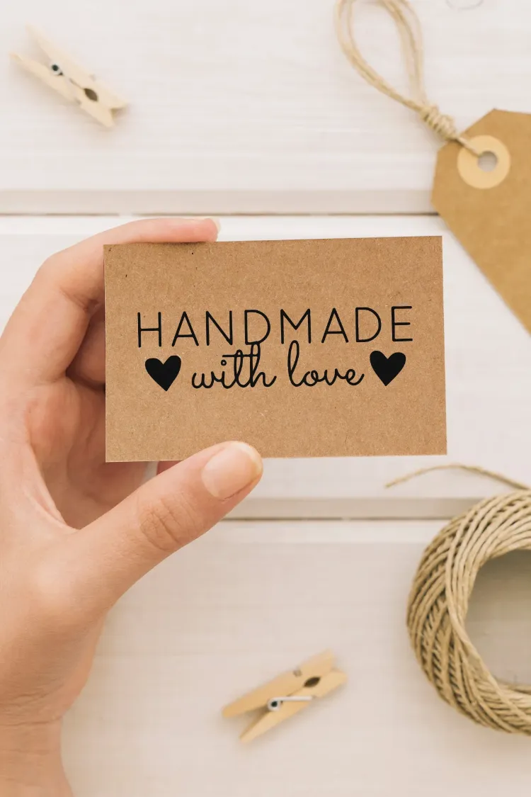 Hand Made With Love Yazılı Kraft Teşekkür Kartı