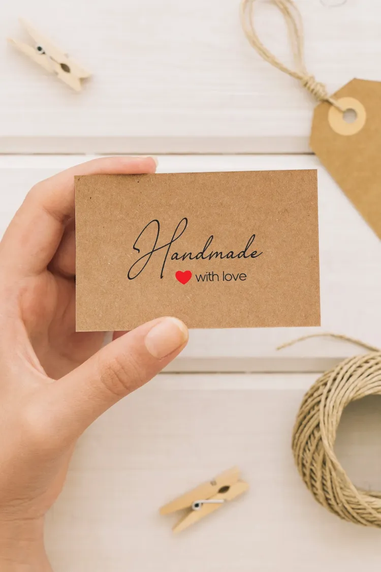 Hand Made With Love Yazılı Kraft Teşekkür Kartı