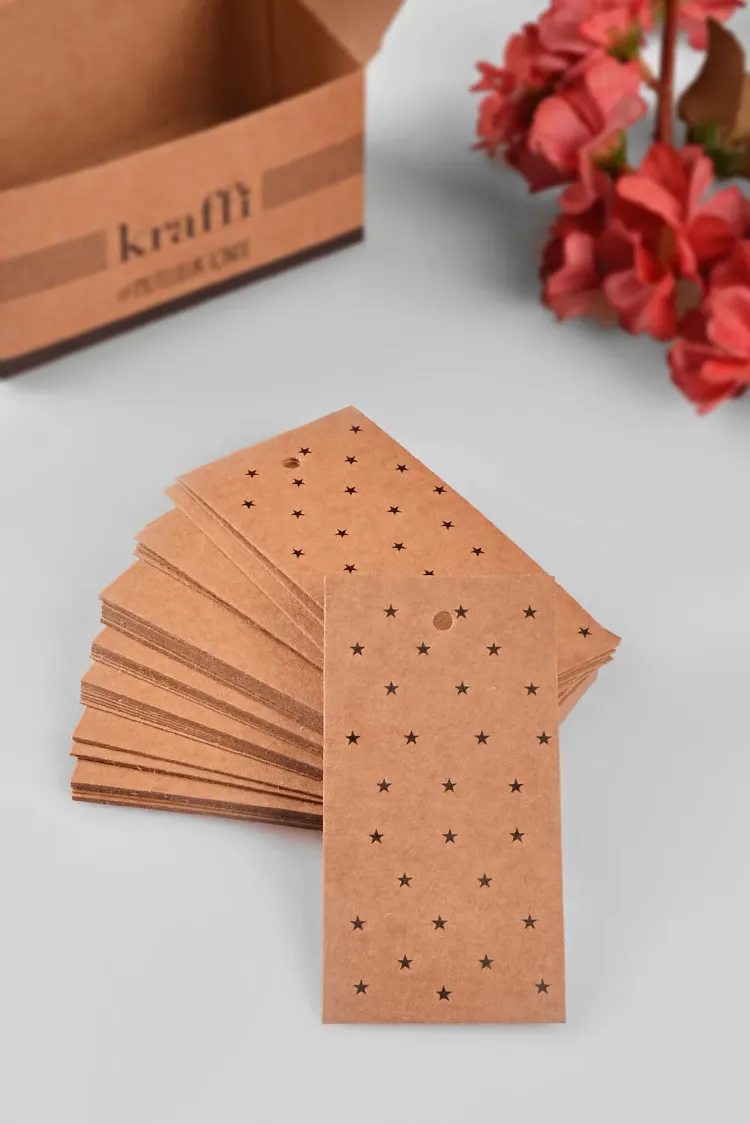 Yıldız Temalı Kraft Ürün Paket Ambalaj Etiketi