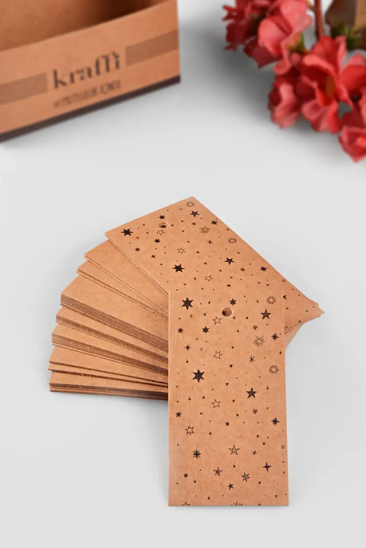 Yıldız Desenli Kraft Ürün – Paket – Ambalaj Etiketi