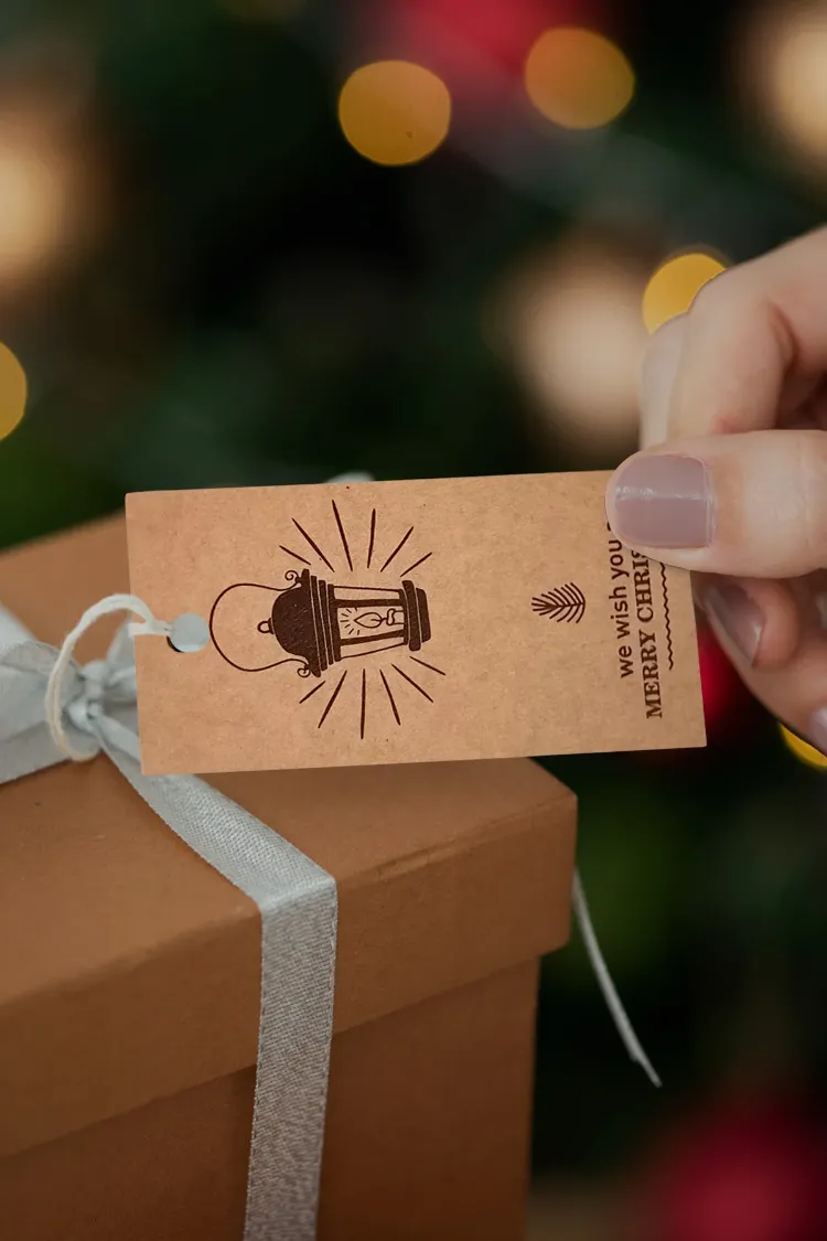 Sokak Lambası Temalı Merry Christmas Kraft Ürün – Paket – Ambalaj Etiketi