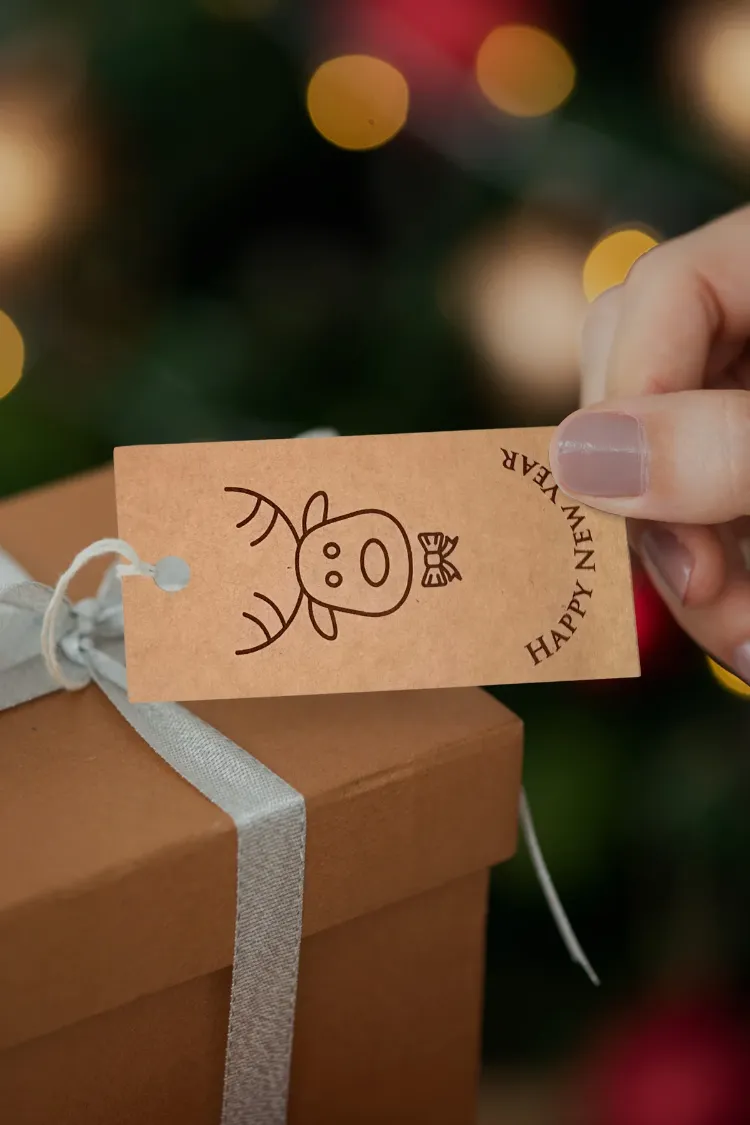 Happy New Year Temalı Kraft Ürün – Paket – Ambalaj Etiketi