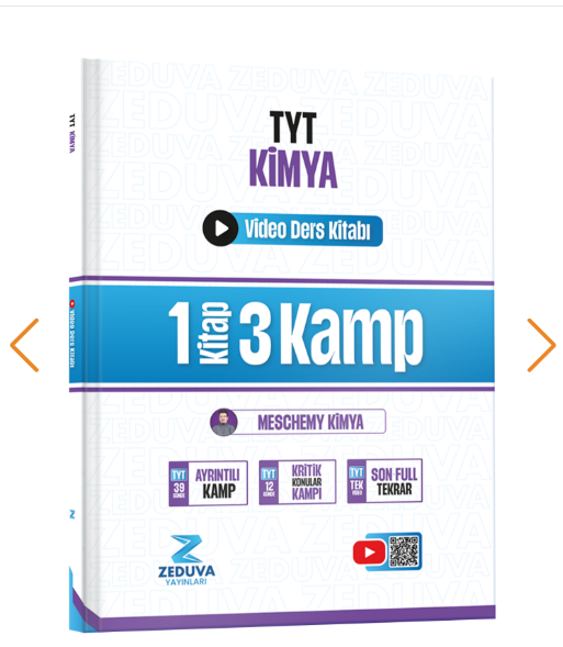 Zeduva Yayınları Meschemy Kimya TYT Kimya 1 Kitap 3 Kamp Video Ders Kitabı