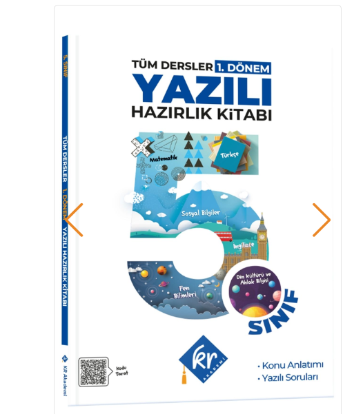 5. Sınıf Tüm Dersler 1. Dönem Yazılı Hazırlık Kitabı KR Akademi Yayınları