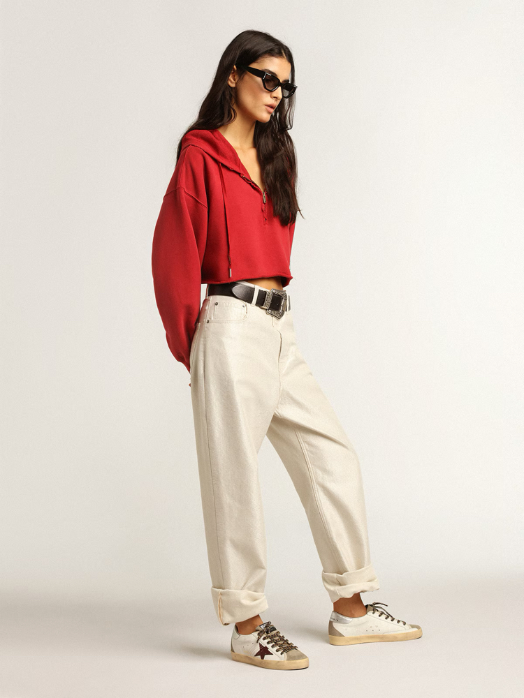 Golden Goose Super-Star with burgundy glitter star and silver heel tab ( Premıum )