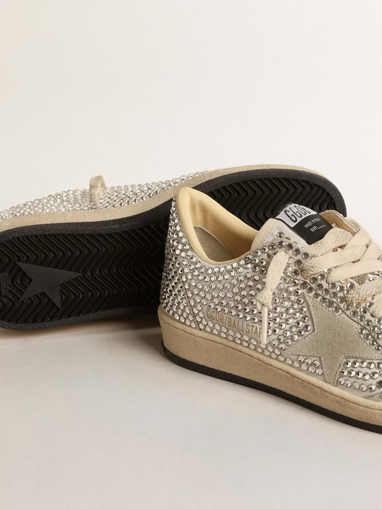 Golden Goose Women’s Ball Star with Swarovski crystals and gray suede star ( Premıum )