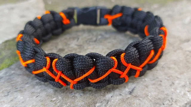 Siyah & Turuncu Çapraz Paracord Bileklik