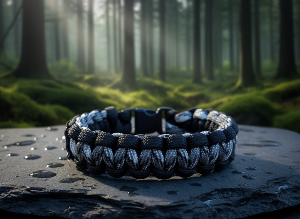 Siyah Kırçıllı & Siyah Paracord Bileklik