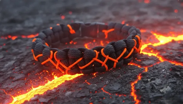 Siyah & Turuncu Çapraz Paracord Bileklik