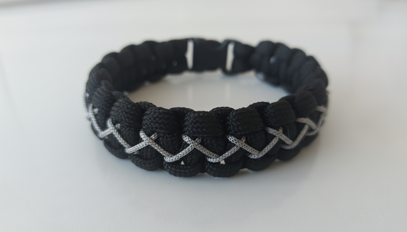 Siyah & Gri Çapraz Paracord Bileklik