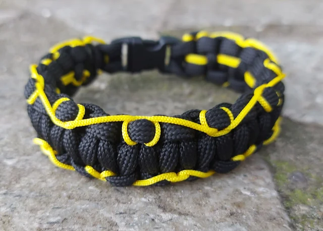 Siyah & Sarı Kenar Örgü Paracord Bileklik