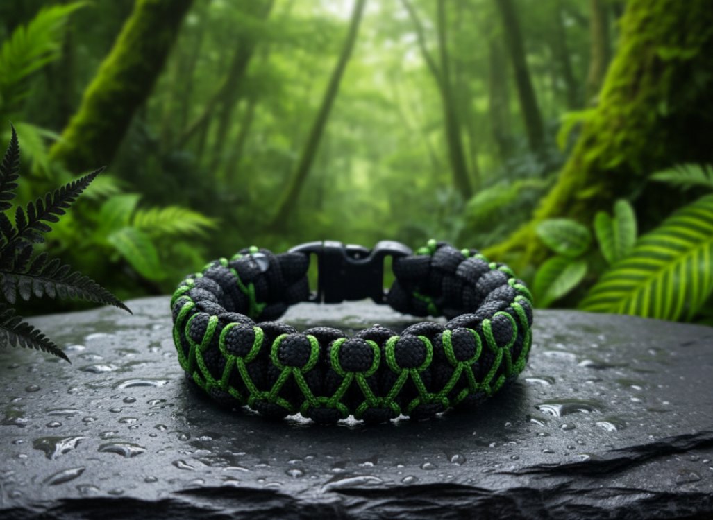 Siyah & Yeşil Zincir Paracord Bileklik