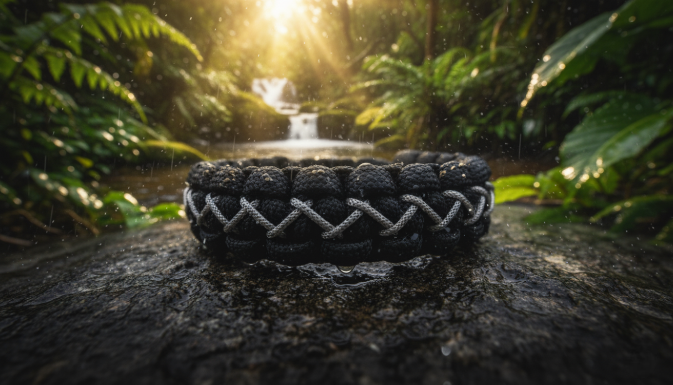 Siyah & Gri Çapraz Paracord Bileklik