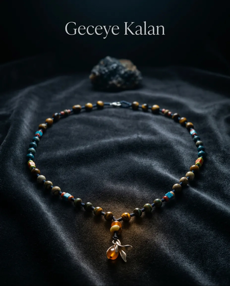 Tibet akiği&jasper&apatit&kaokabgözü kolye