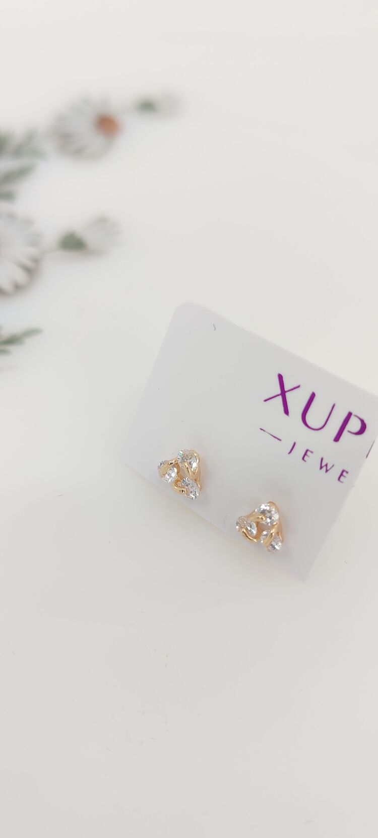 Xuping Mini Üçgen Taşlı Küpe - Rose