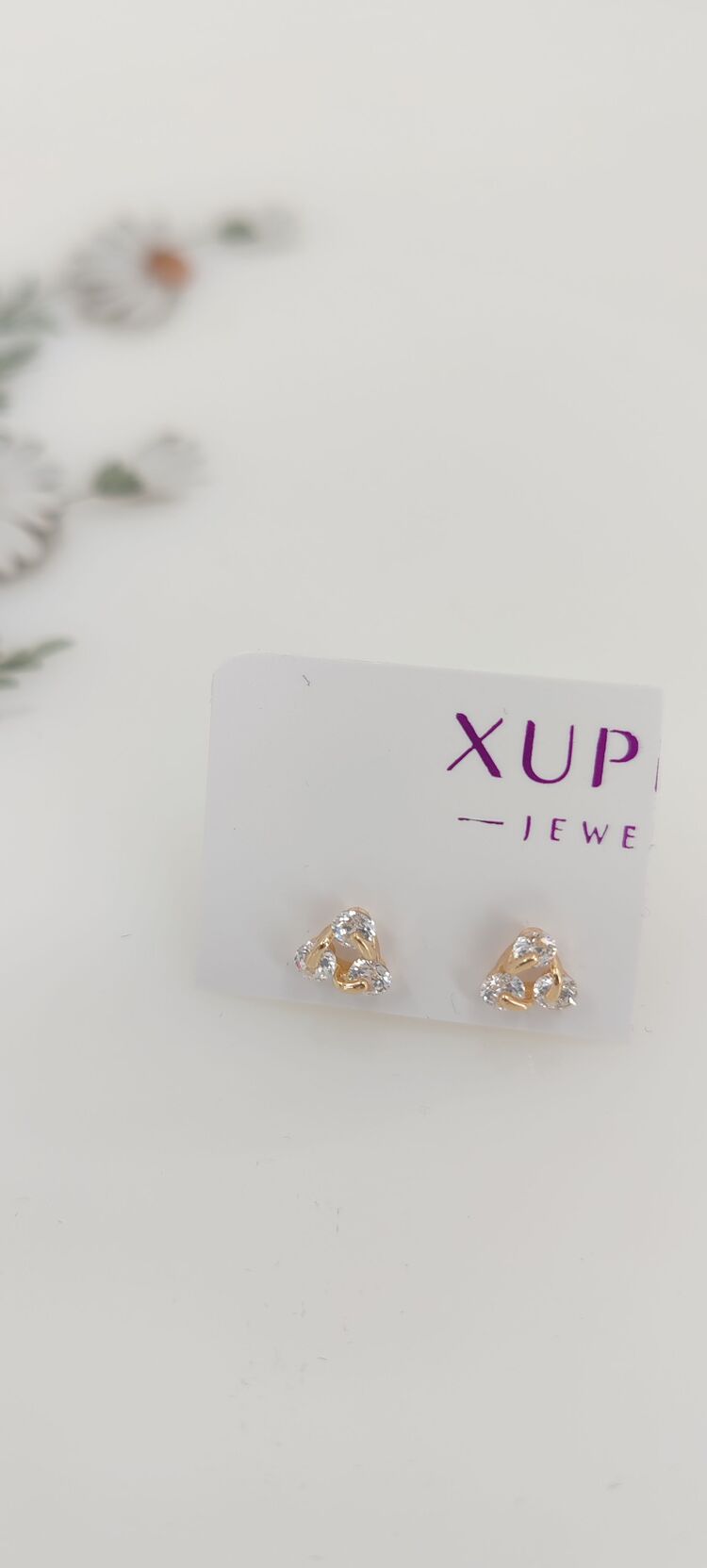 Xuping Mini Üçgen Taşlı Küpe - Rose