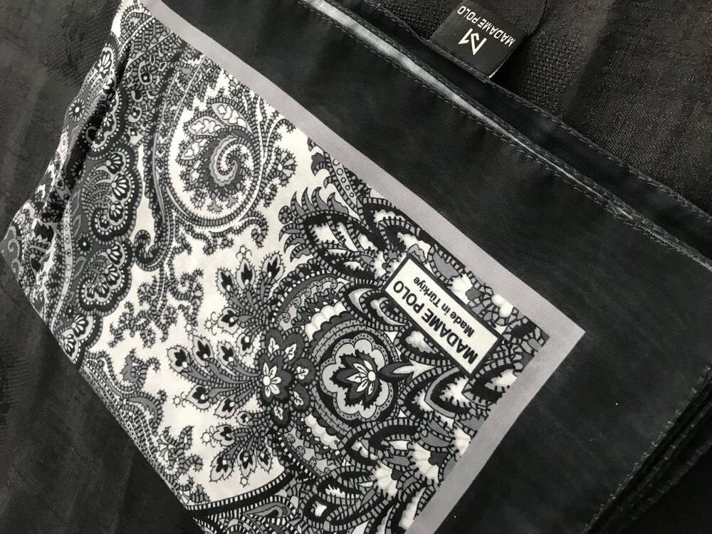 Etnik Desen Siyah Pamuklu Şal