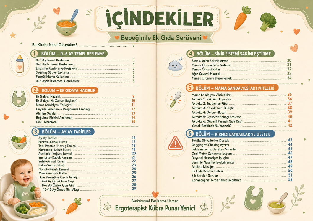 BEBEĞİMLE EK GIDA SERÜVENİ-Duyusal Bakış,Ek Gıda Tarifleri,Kırmızı Bayraklar