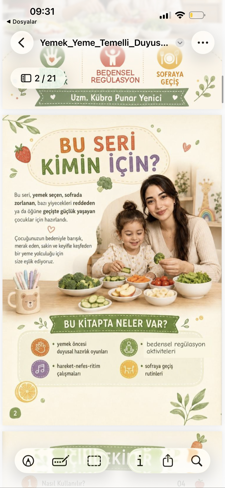 YEMEK YEME TEMELLİ DUYUSAL AKTİVİTELER SERİSİ-1