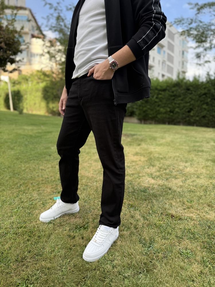 Premium Likralı Kot Regular Siyah Pantolon 