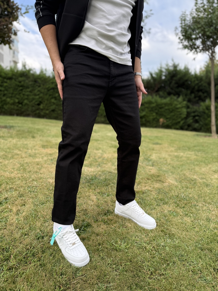 Premium Likralı Kot Regular Siyah Pantolon 