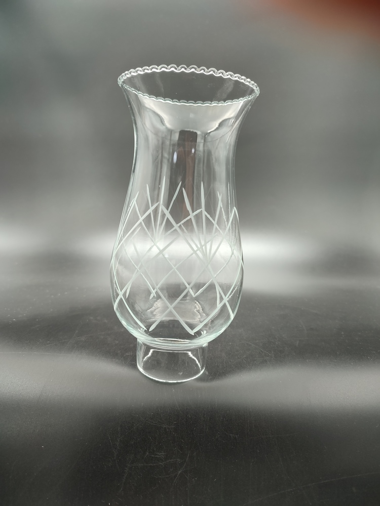 AVİZE LAMBA CAMI. KÜÇÜK ,ŞEFFAF DEKORLU( E.14) (Alt çap: 4,50cm- h: 17,50cm)