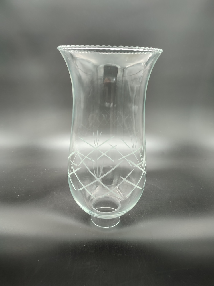 AVİZE LAMBA CAMI.BÜYÜK,ŞEFFAF DEKORLU (E.14) (Alt yuva çapı:4.50cm-h:24.00cm)Mum ampule göre.