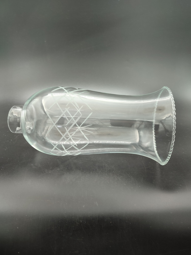AVİZE LAMBA CAMI.BÜYÜK,ŞEFFAF DEKORLU (E.14) (Alt yuva çapı:4.50cm-h:24.00cm)Mum ampule göre.