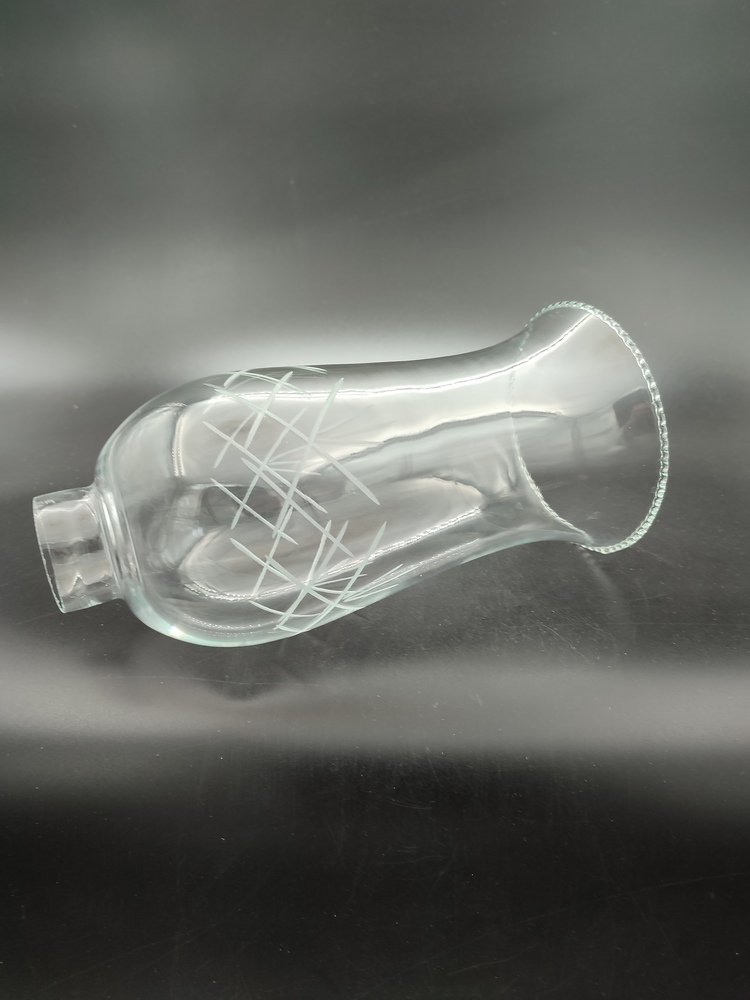 AVİZE LAMBA CAMI.BÜYÜK,ŞEFFAF DEKORLU (E.14) (Alt yuva çapı:4.50cm-h:24.00cm)Mum ampule göre.