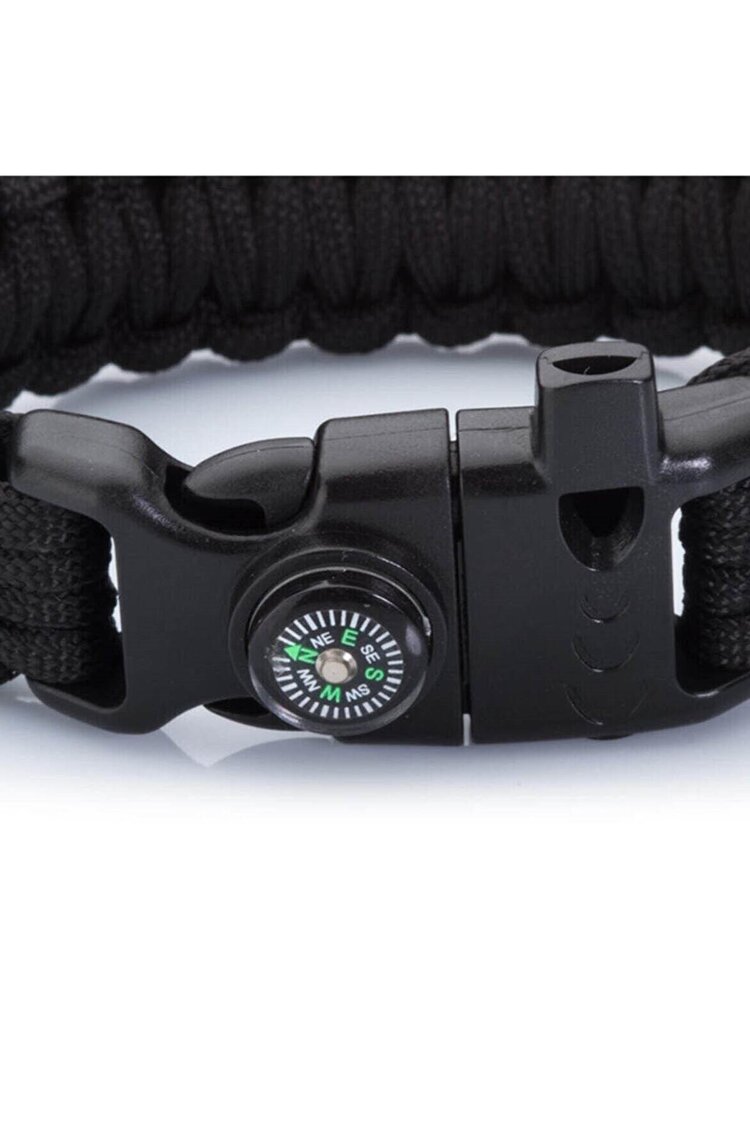 Paracord Bileklik Yeşil Pusula-Ateş Başlatıcı-Düdük
