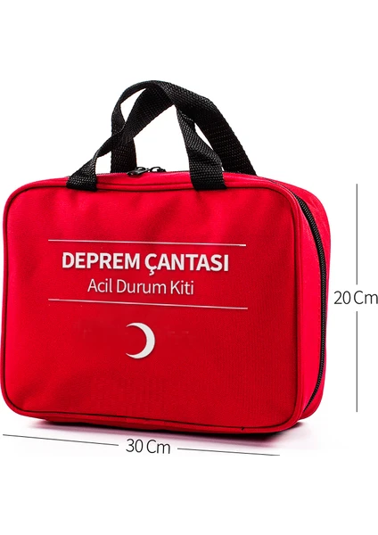 Deprem Çantası Acil Durum İlk Yardım Seti 30x20cm Kırmızı Renkli 33 Parça
