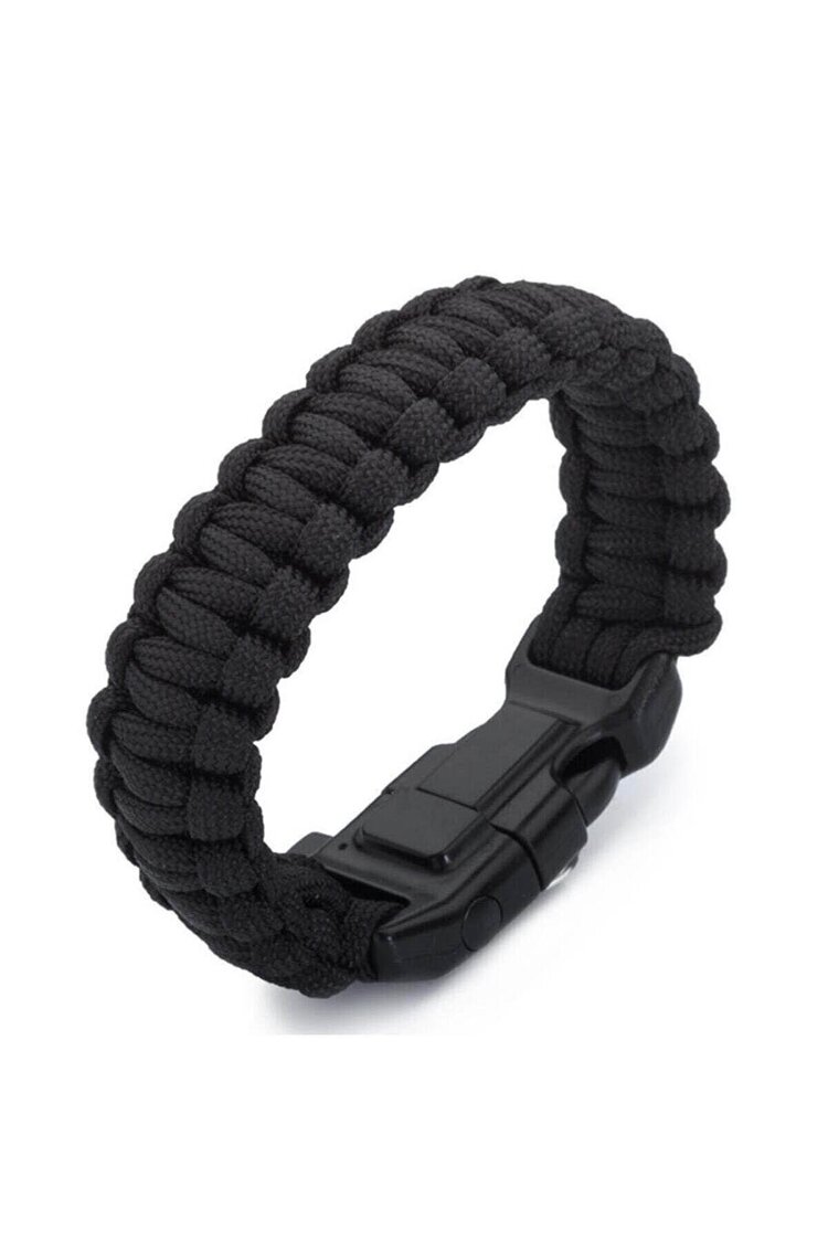 Paracord Bileklik Yeşil Pusula-Ateş Başlatıcı-Düdük
