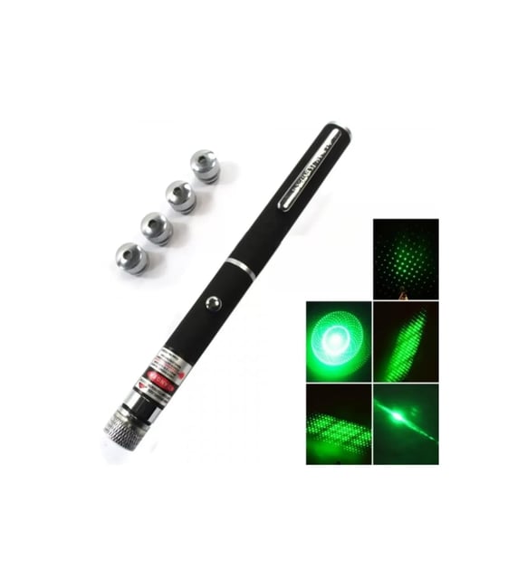 Yeşil Lazer Pointer Pilli 5 Başlıklı