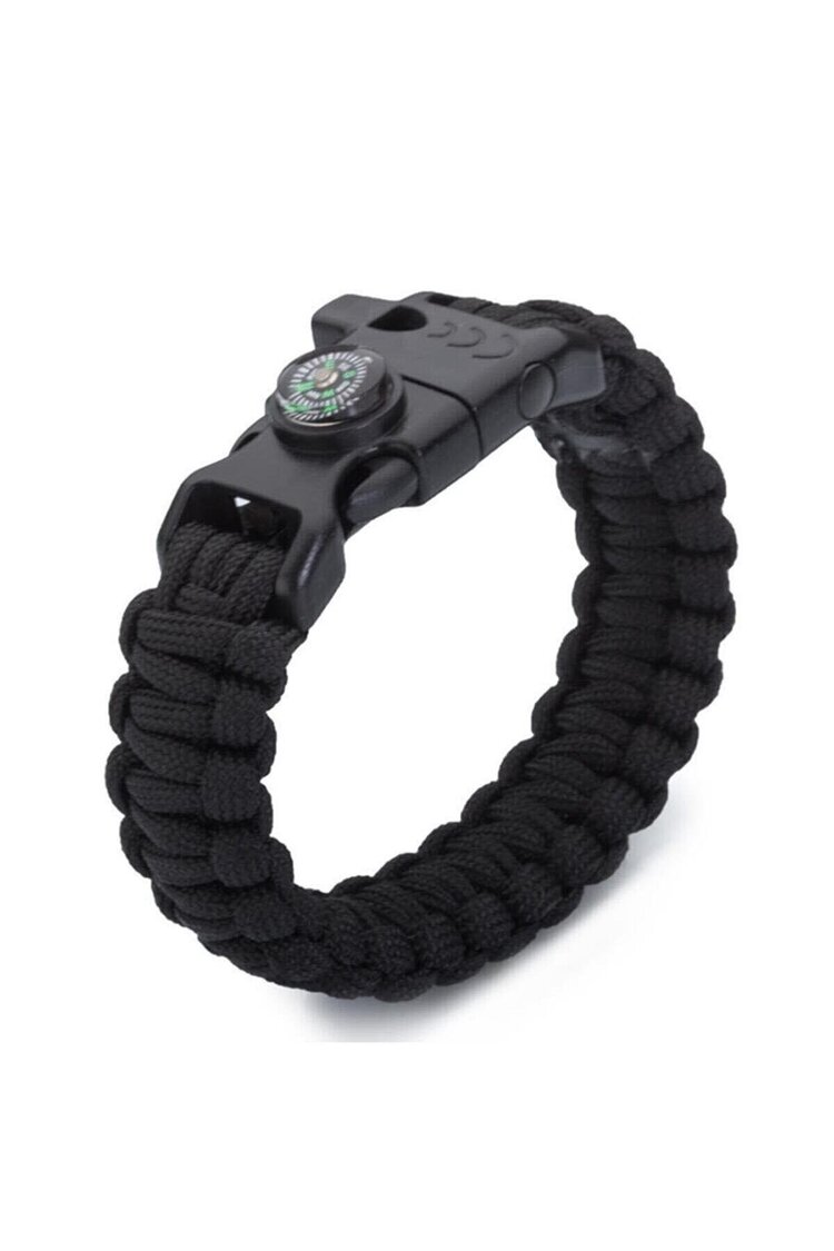 Paracord Bileklik Yeşil Pusula-Ateş Başlatıcı-Düdük