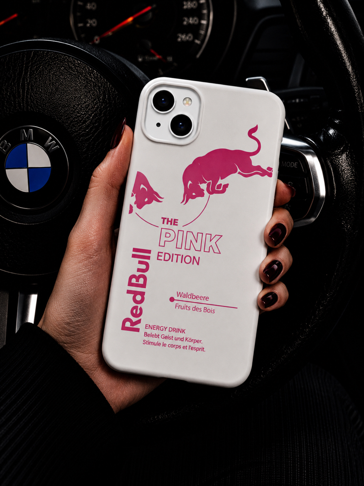 IPhone | REDBULL PEMBE Özel Tasarımlı | Lansman Slikonlu Kılıf 