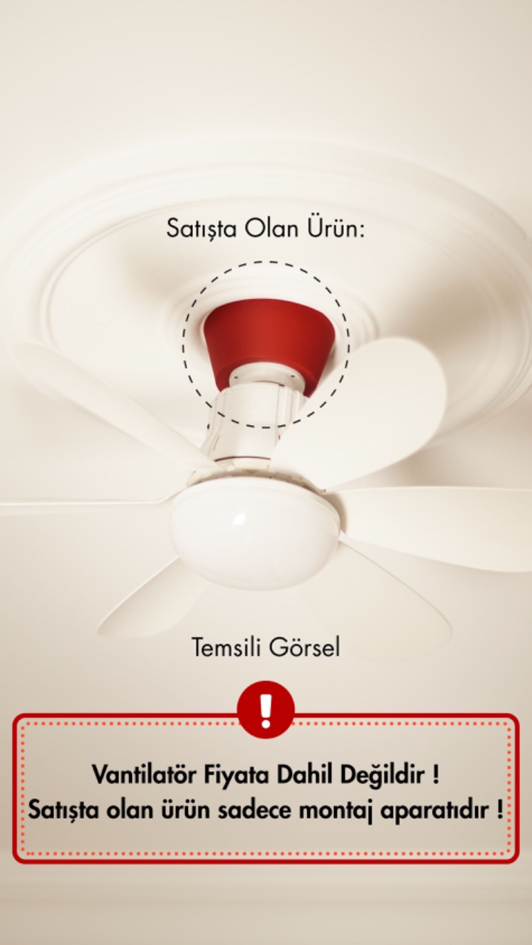 KushKafa e27 (Duy Tipi) Vantilatör Askı Aparatı - Kırmızı