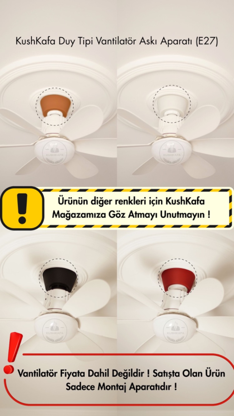 KushKafa e27 (Duy Tipi) Vantilatör Askı Aparatı - Beyaz