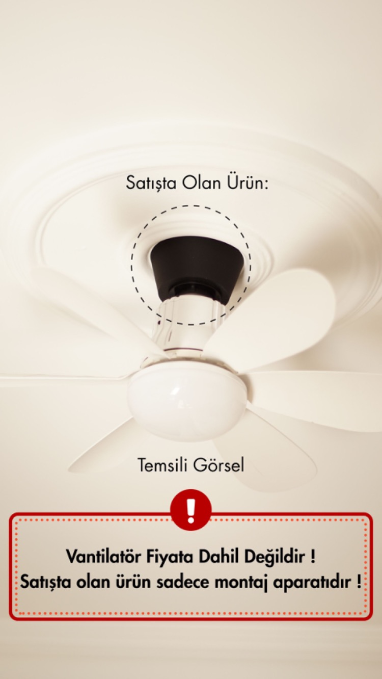 KushKafa e27 (Duy Tipi) Vantilatör Askı Aparatı - Siyah