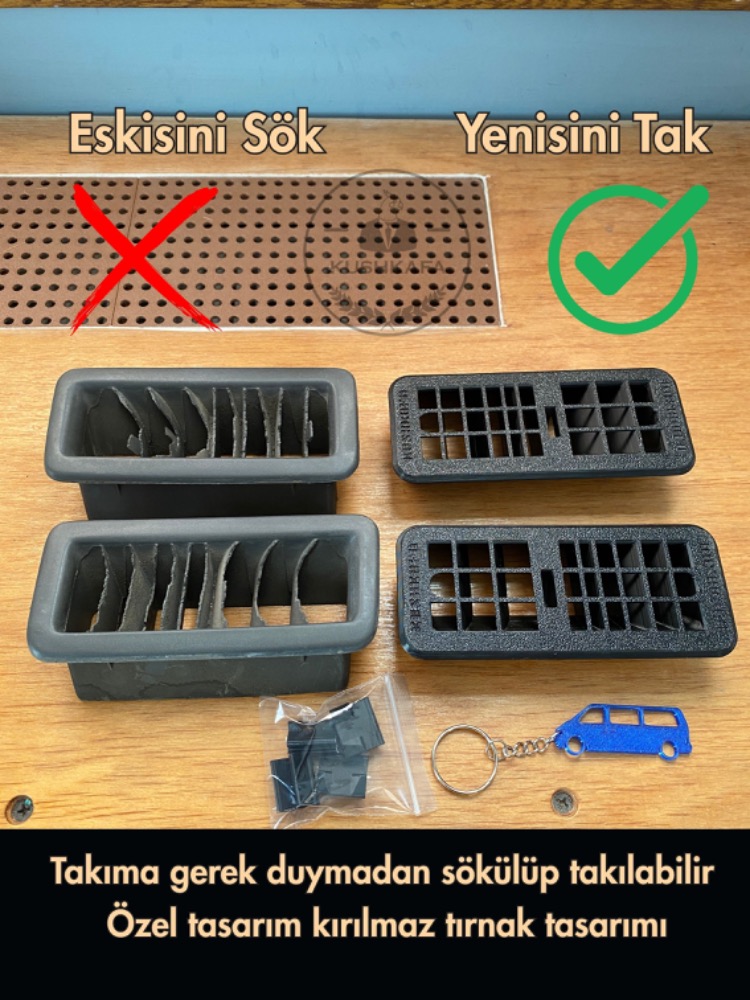 KushKafa Vw Transporter T4 Ön Cam Buğu Izgarası Sağ Sol Takım Kalorifer Menfezi ( 701819071 /