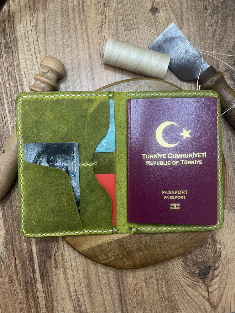 Limon Yeşili El Yapımı Pasaport Kılıfi