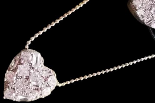 baget kristal taşlı kalp kolye