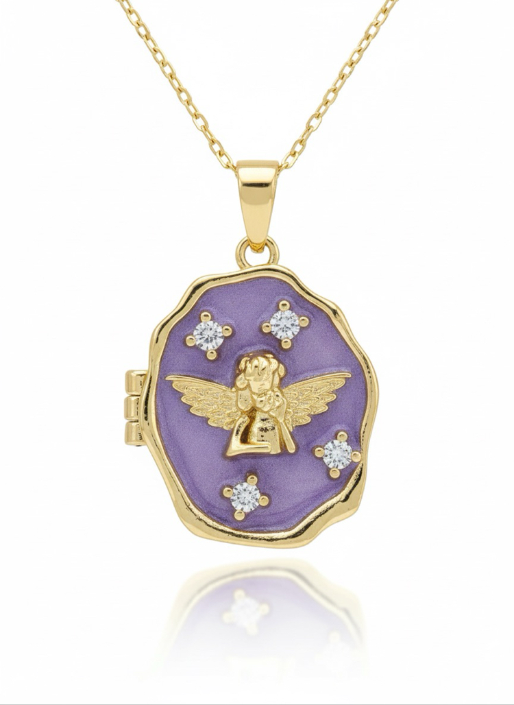 Purple Angel | Açılabilir Kapaklı Kolye